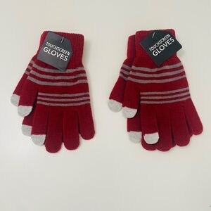 JOANN Kids' 2-Pair Striped Touchscreen Glove, One Size, Red, NWT